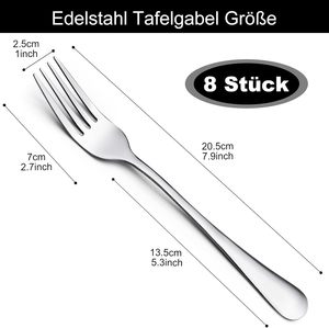 Bạc thép không gỉ ngã ba đặt 8-inch Pasta nhà hàng Bộ đồ ăn vật liệu kim loại trong kho - Product Image 3