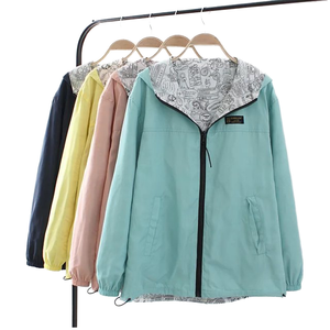 Manteau trench réversible à capuche pour femme, taille 3XL, style preppy, manches longues, printemps-automne, polyester, fermeture éclair - Product Image 3
