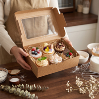 Boîtes à pâtisserie en papier kraft brun biodégradable avec fenêtre, emballage recyclable pour biscuits, pâtisseries et cadeaux