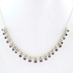 Top Design Best Selling Purple Amethyst Stunning Sterling Silver Necklace With Elegant Chain Links For Women Everyday Fashion - Product Image 1