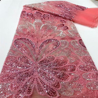 Dégradé de couleur mode chaîne respirant 100% Polyester tissé broderie tissu maille perle Tube lourd Sequin femmes robe de mariée