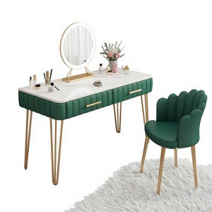 Table de maquillage multifonctionnelle de style nordique avec plateau en bois de chêne massif et pieds en métal BTDT062, armoire de rangement pour petit appartement - Product Image 3