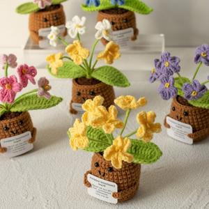 Mini Flores Secas Hechas a Mano, Margarita, Nomeolvides, <span class=keywords><strong>Planta</strong></span> Emocional Positiva, <span class=keywords><strong>Planta</strong></span> en Maceta Tejida a Crochet - Product Image 3