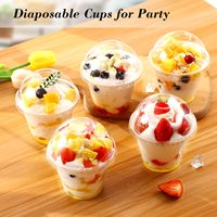 Gobelets en plastique transparent de 9oz avec logo de marque Mini tasses à dessert jetables à emporter pour yaourt et crème glacée avec couvercles