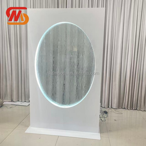 SMOOTH Wedding Oval White Metal Wedding Welcome Waterfall Welcome Sign <b>With</b> White Light - Product Image 4
