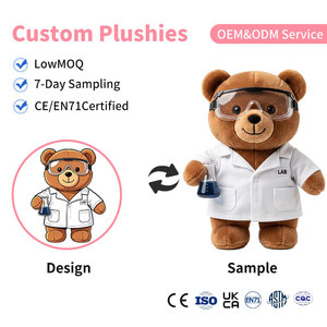 Orsetto di peluche personalizzato OEM all'ingrosso per scienziati, con camice da laboratorio e occhiali protettivi, ideale come regalo educativo STEM - Product Image 1
