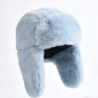 Gorro Ushanka de Piel Sintética de Conejo Engrosada, Gorro Térmico de Peluche Completo, Gorro de Trampero con Orejeras para Protección contra el Frío de Invierno, Gorro de Piloto de Piel Ártica