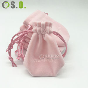 Pochette de sac à cordon en velours écologique avec logo personnalisé pochettes d'emballage de bijoux en ruban de velours rose sac à poussière pour bijoux - Product Image 3