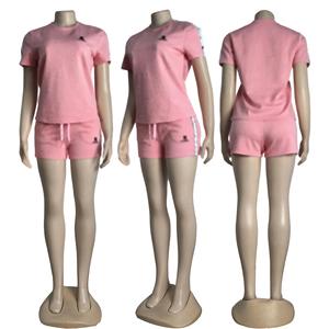 2025 nuova moda da <span class=keywords><strong>donna</strong></span> <span class=keywords><strong>tuta</strong></span> sportiva Jacquard stile europeo americano Casual tinta unita cintura colorata <span class=keywords><strong>pantaloncini</strong></span> a maniche corte - Product Image 6