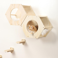 Étagères murales modernes et robustes pour chats avec 3 marches, griffoir et hamac, pour chats d'intérieur (Bois) – Vente en gros