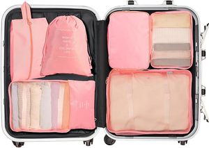 7pcs nén đóng gói hình khối trực quan hành lý lưới du lịch lưu trữ Organizer Set thuận tiện xách tay Trọng lượng nhẹ Vali túi - Product Image 5