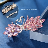 Nouveau design strass arc barrette à cheveux mode coréenne femmes dos tête haut pince gracieux cygne printemps pince à cheveux