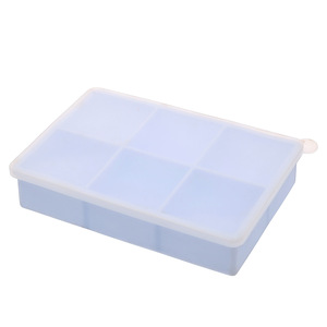 Bac à glaçons en silicone, moule carré à 6 compartiments avec couvercle pour usage domestique, pour congeler fruits et eau - Product Image 3
