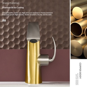All-copper Single Handle <b>Brushed</b> Ceramic Lift Type High-End Gun Gray Hot/Cold Water Mixer <b>Deck</b> Mounted Modern Design Bathroom 06 - Product Image 2