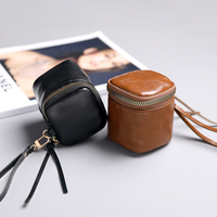 Étui pour clés de voiture en cuir PU avec fermeture éclair, sac à clés portable, porte-monnaie, porte-écouteurs, sac à main, pochette, sac cosmétique, unisexe, bordeaux