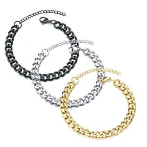 สร้อยข้อมือสแตนเลสสตีลเคลือบ PVD สีทองแบบ Curb Chain ขนาด 3.5 มม.-9 มม. หลายขนาด |   เครื่องประดับฮิปฮอปไมอามีลิงค์ - Product Image 1