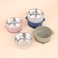 Vente chaude Base antidérapante en acier inoxydable bébé bol micro-ondes pour enfants Non toxique Durable Silicone à l'extérieur bébé alimentation