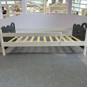 เตียงเดี่ยวไม้สนสีขาว+เทา ดีไซน์ทันสมัย แข็งแรงทนทาน เหมาะสำหรับห้องนอนและอพาร์ตเมนต์ ขนาด 80*160 ซม. - Product Image 4