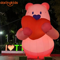 Ours rose gonflable géant avec cœur, ballon de personnage de dessin animé mignon pour la Saint-Valentin, les présentoirs de centres commerciaux et les activités de marque