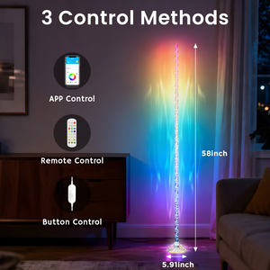 RGB Smart LED Crystal Floor <b>Lamp</b> Modern Warehouse Corner <b>Lamp</b> App <b>Remote</b> <b>Control</b> Color Changing Music CRI75 1.42M Dimmable 50000 - Product Image 1