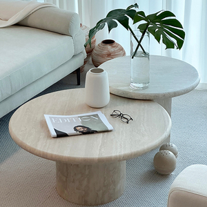 Italian Minimalist Marble <strong>Low</strong> <strong>Table</strong> Household Circular Coffee <strong>Table</strong> - Product Image 6