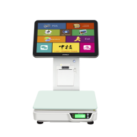 Nuevo Sistema POS Todo en Uno con Pantalla Táctil LED de 15.6 Pulgadas, Pantalla Dual, Báscula con Calculadora de Peso con IA y Funciones de Pesaje con Windows