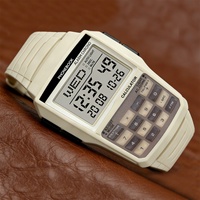Computer-Stil Retro Khaki-Farbene Multifunktionale Sport-Taschenrechner-Uhr mit Alarm Leuchtende LED-Nachtbeleuchtung Unisex