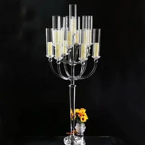 Mewah 13 Lengan untuk dekorasi pernikahan tempat lilin kristal hiasan meja