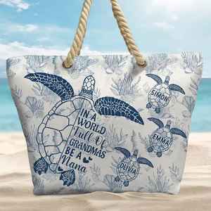 Toile De Jouy World Full of Grandmas-Bolso de mano Vintage <span class=keywords><strong>personalizado</strong></span> Turtle Beach para ella, <span class=keywords><strong>regalo</strong></span> <span class=keywords><strong>personalizado</strong></span> para <span class=keywords><strong>abuela</strong></span> - Product Image 3