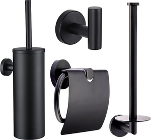304 acciai inossidabili 4 pezzi Set da bagno scopino da bagno con supporto per WC con coperchio di ricambio doppio rotolo porta asciugamani - Product Image 1