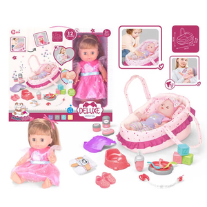 2025 FiveStar Nueva joyería <span class=keywords><strong>Faker</strong></span> 14 pulgadas plástico princesa jugar casa peine Color vestido juguete para niñas de 3 + años - Product Image 1