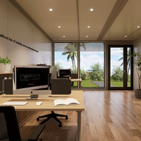Bureau préfabriqué extérieur pliable en verre, conteneur extensible de 20 pieds