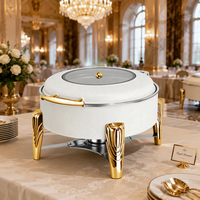 Matériel de restauration professionnel HADI, ensemble de réchauds à buffet dorés, réchaud avec couvercle en verre et porte-combustible