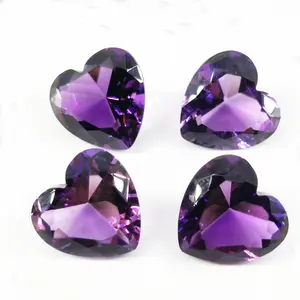百福宝石定制心形紫水晶热液石英松散宝石