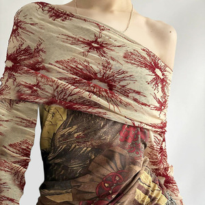 Atasan lengan panjang wanita modis <span class=keywords><strong>Floral</strong></span> dengan atasan wanita motif bunga merah yang kompleks blus wanita kemeja wanita kasual - Product Image 1