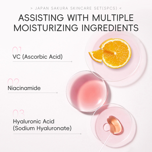 LAIKOU Japan Sakura Skincare <span class=keywords><strong>Set</strong></span> 5 pezzi detergente viso <span class=keywords><strong>donna</strong></span> Toner siero crema per gli occhi pigmentazione cura della pelle <span class=keywords><strong>Set</strong></span> regalo - Product Image 5