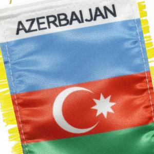 Custom AZERBAIJAN Satin Pennant Flag Car Mini Flag <b>Banner</b> with Yellow Tassels - Product Image 4