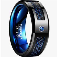 Bague en fibre de carbone bleue de 8 mm, dragon celtique, bague de mariage en carbure de tungstène bleu pour homme, cadeau d'anniversaire, cadeau de la Saint-Valentin