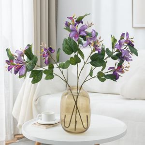 Flores Artificiales de Bauhinia Meng Jie, Rama Individual, Arreglo Floral de Seda de Poliéster para Decoración del Hogar, Exhibición de Bodas - Product Image 2