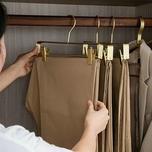 Hot Sale Online <strong>Deluxe</strong> Gold Metal Clothes Hooks Classic Modern Fashion Foldable Pants <strong>Hangers</strong> with Clips Functional <strong>Design</strong> - Product Image 6
