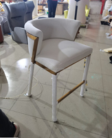 Chaise haute de luxe en acier inoxydable Tabouret de bar en cuir PU Velours pour fête Événement Club Maison