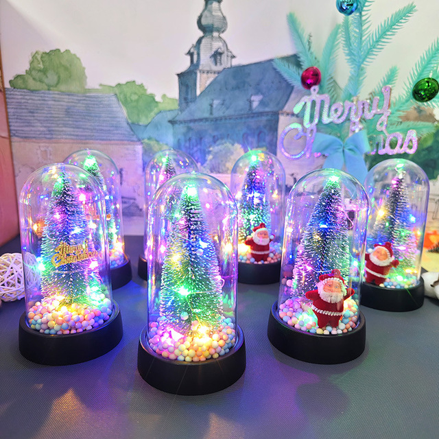 Christmas Lights Decoration Light up Artificial Mini Christmas Tree LED String Pine Sisal Trees Home Xmas Holiday Party Decor
