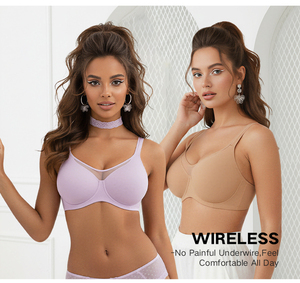 Soutien-gorge à armatures sans doublure, sexy, grandes tailles, pour femme de bureau, usage quotidien, transparent, fermeture dorsale, vente en gros - Product Image 5