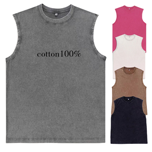 Camiseta sin Mangas de Verano, Estilo Retro, Tie-Dye Desgastado, Talla Grande, Poliéster/Algodón, Secado Rápido, Transpirable, Lavada, Venta al Por Mayor - Product Image 2