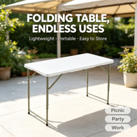 Meubles en plastique moulé par soufflage blancs sur mesure OEM pour mariage, salon professionnel, salle à manger, table pliante en plastique de 120 cm