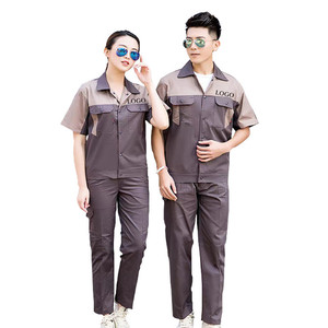 Rapide stock livraison usine logistique garage travail <span class=keywords><strong>tenue</strong></span> 100% coton à manches courtes hommes femmes travailleur uniforme - Product Image 1