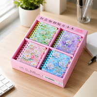 Carnet à spirale A7 à ouverture latérale, motif floral vintage, 80 feuilles, 80 g/m², ligné, mini bloc-notes de poche, impression numérique, cadeau pour étudiant