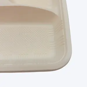 Bandeja de carne de almidón de maíz biodegradable ecológica bandeja rectangular de alta resistencia bandeja degradable para supermercado