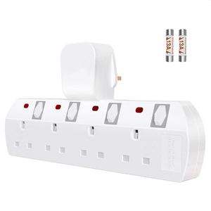 UK Extension Plug Socket 4 Outlets/Electrical Wall Plug Socket Adapter/UK Plug Switched Socket