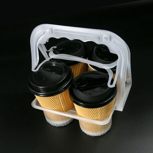 Kahve gitmek için taşıyıcı içecek tasfiye plastik bardak tutucu içecek taşıyıcı kolu ile tek kullanımlık 2 <span class=keywords><strong>4</strong></span> bardak kutu ambalaj - Product Image 3